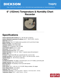 Thumbnail of document Data Sheet - TH6 6 in Temperature & Humidity Chart Recorder